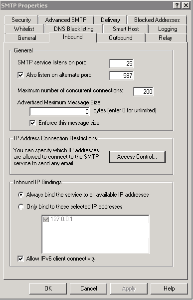 SMTP properties