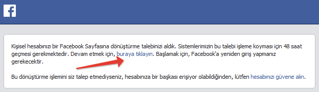 Facebook Sayfa Donusum Eposta